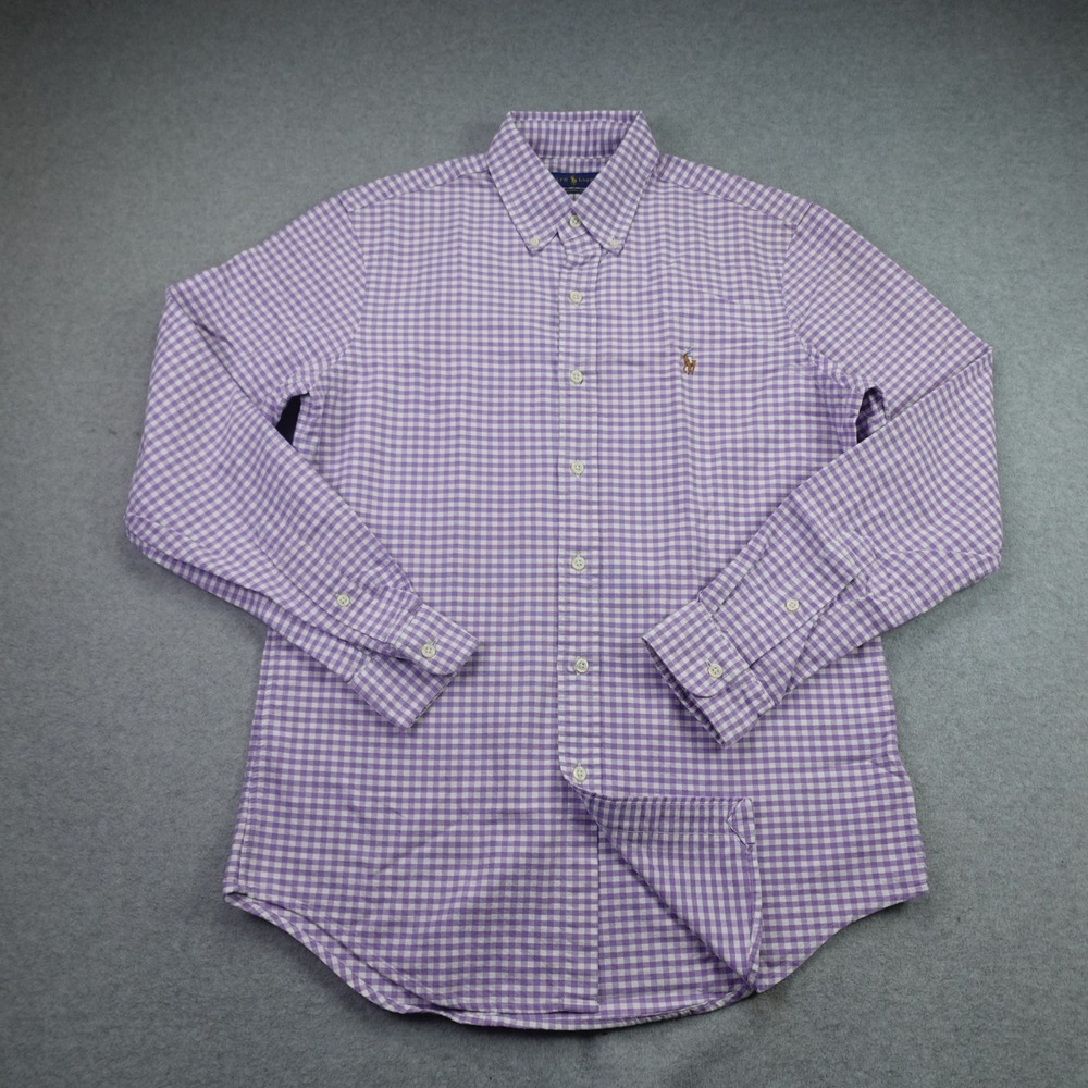 Ralph Lauren Shirt Mens Small Purple Gingham Classic Fit Button Down